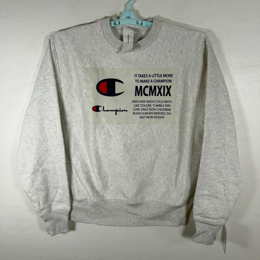 Champion Sweatshirt Mens Medium Gray Crewneck Pullover Reverse Weave New